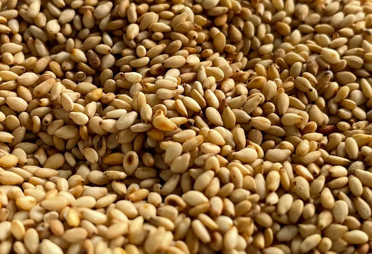 White sesame seeds, cleaned and graded